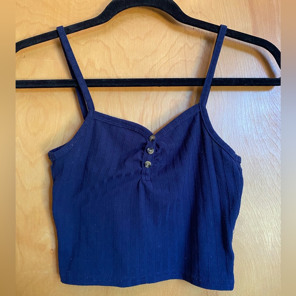 top shop dark blue cropped tank top
